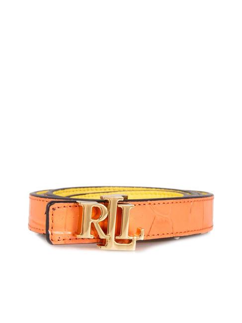 Ralph Lauren Croco Print Cintura Reversibile In Pelle Portside Coral