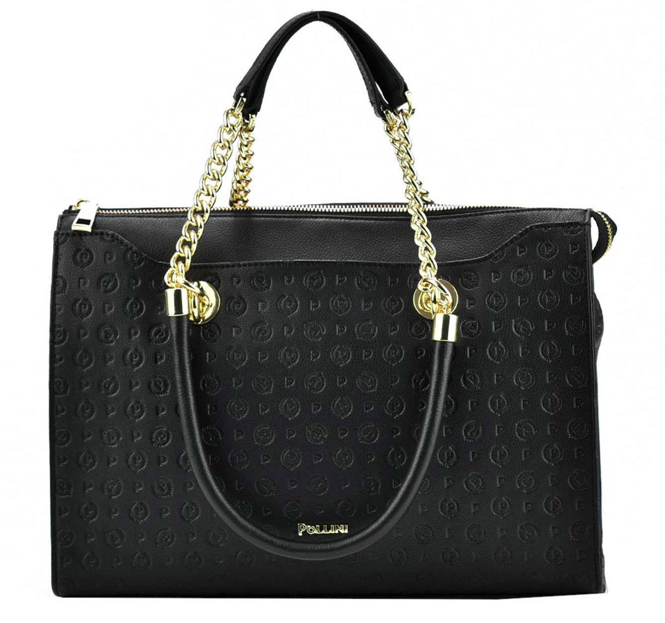 Pollini Heritage Embossed Borsa A Spalla Con Tracolla Nero Acquista