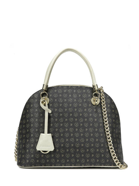 POLLINI Heritage Classic Dome bag a mano, con  tracolla nero/avorio - Borse Donna