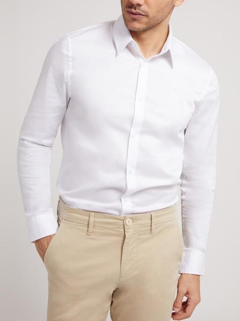 GUESS SUNSET sunset camicia manica lunga Stretch cotton shirt purwhite - Camicie Uomo