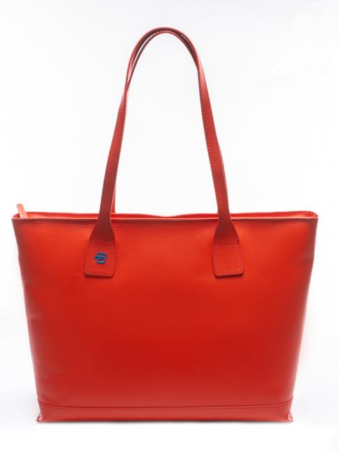 PIQUADRO BLUE SQUARE Shopping Bag in pelle ROSSO - Borse Donna