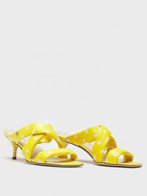 MANILA GRACE Sandalo sabot in pelle stampa pois  giallo/bianco - Scarpe Donna