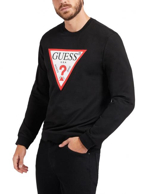 GUESS AUDLEY Felpa logo triangolo jetbla - Felpe Uomo