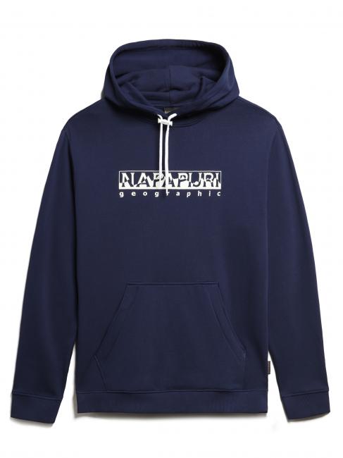 NAPAPIJRI B-SELLA Felpa cappuccio e logo cotone medieval blue - Felpe Uomo