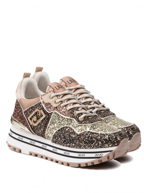 LIUJO MAXI WONDER 24 Sneaker platform glitterate light gold - Scarpe Donna