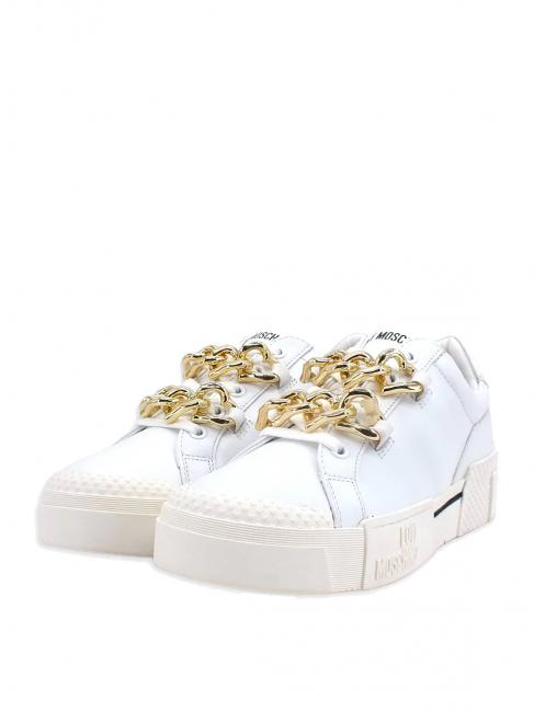 LOVE MOSCHINO Sneaker in pelle con catena  bianco - Scarpe Donna