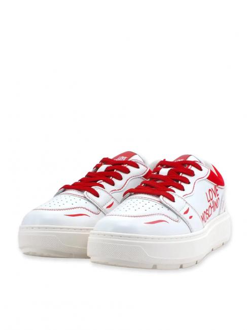 LOVE MOSCHINO BOLD Sneaker in pelle vit.bian/nyl.bi+ro - Scarpe Donna