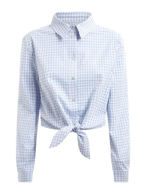 GUESS FADWA Camicia manica lunga con fiocco serenity blue vichy - Camicie Donna