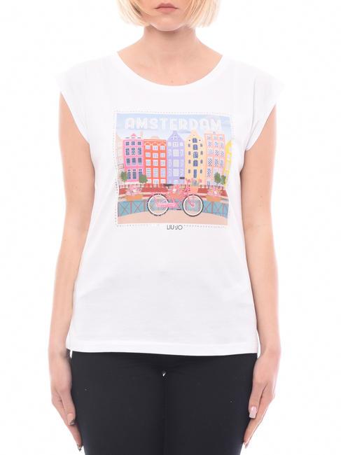 LIUJO MODA CITY PRINT T-shirt in cotone bco amsterdam - T-shirt e Top Donna