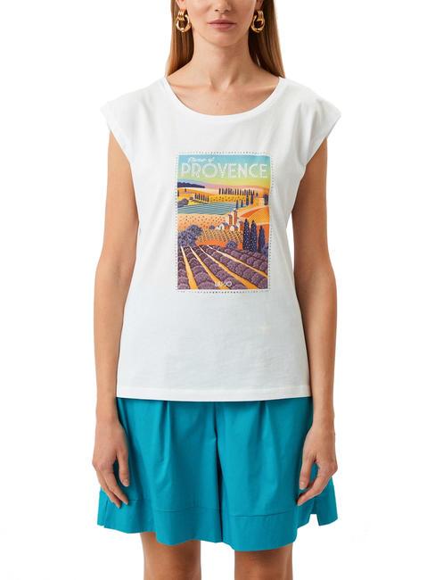 LIUJO MODA CITY PRINT T-shirt in cotone bco provence - T-shirt e Top Donna