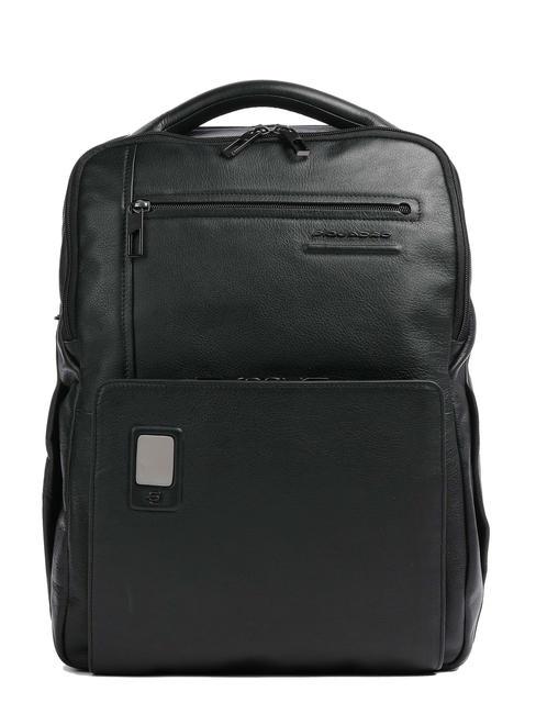 PIQUADRO AKRON Zaino in pelle antifurto, porta pc 15" Nero - Zaini da lavoro porta PC