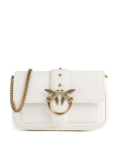 PINKO LOVE ONE POCKET Borsa in pelle bianco seta-antique gold - Borse Donna