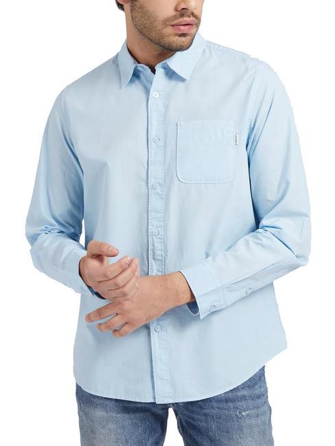 GUESS SUNSET sunset camicia manica lunga Stretch cotton shirt airway blue - Camicie Uomo