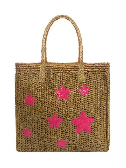 SUN68 BEACH Borsa mare in rafia sabbia/fuxia fluo - Borse Donna