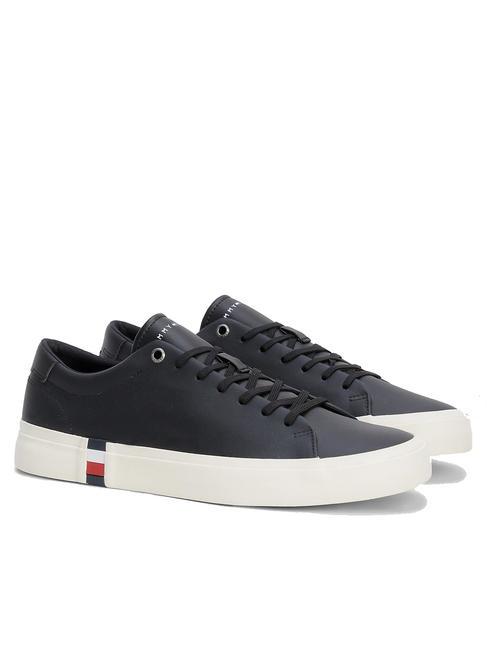 TOMMY HILFIGER CORPORATE Leather Sneakers NERO - Scarpe Uomo