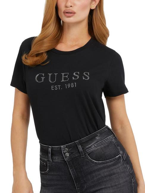 GUESS 1981 T-shirt logo con strass jetbla - T-shirt e Top Donna