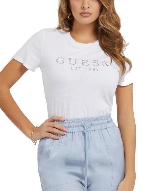 GUESS 1981 T-shirt logo con strass purwhite - T-shirt e Top Donna