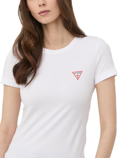 GUESS MINI TRIANGLE T-shirt slim fit purwhite - T-shirt e Top Donna