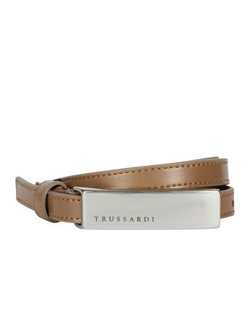 TRUSSARDI METAL PLAQUE Cintura in pelle mushroom - Cinture