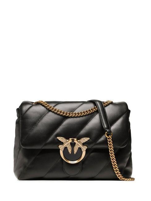 PINKO BIG LOVE PUFF Borsa in pelle nappa nero-antique gold - Borse Donna