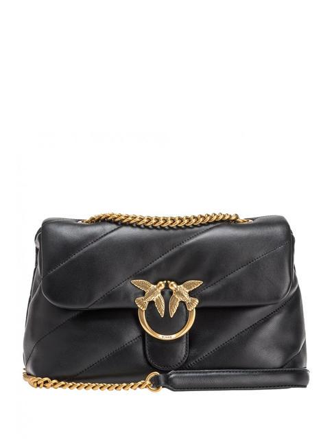 PINKO CLASSIC LOVE PUFF Borsa in pelle nappa nero-antique gold - Borse Donna