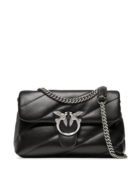 PINKO CLASSIC LOVE PUFF Borsa in pelle nappa nero-old silver - Borse Donna