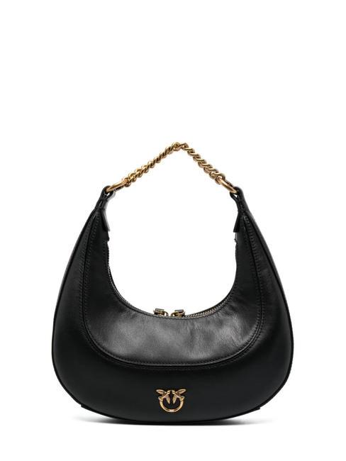 PINKO BRIOCHE HOBO MINI Borsa a mano in pelle nero-antique gold - Borse Donna