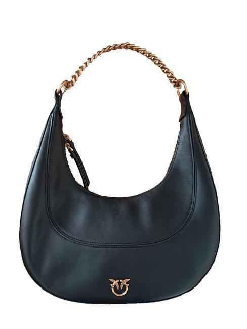 PINKO BRIOCHE Hobo bag in pelle morbida nero-antique gold - Borse Donna