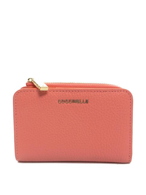 COCCINELLE METALLIC SOFT Portafoglio Small in pelle martellata hyper pink - Portafogli Donna