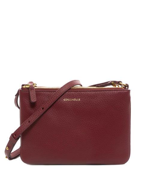 COCCINELLE TRINITY Mini bag in pelle martellata garnet red - Borse Donna