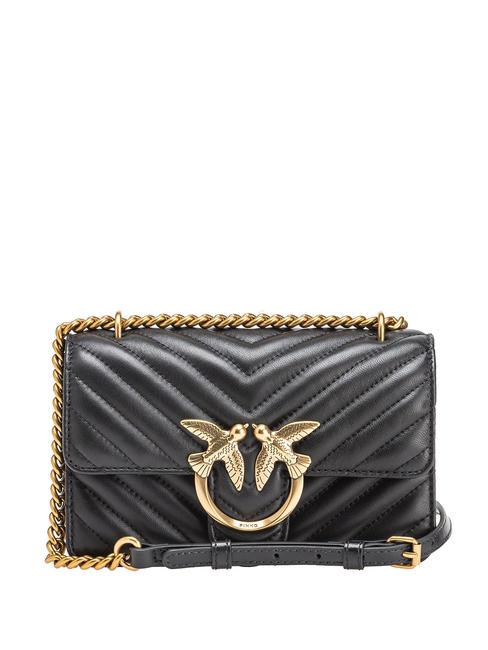 PINKO MINI LOVE BAG Borsa one chevron nero-antique gold - Borse Donna