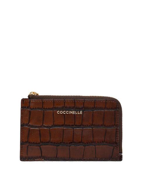 COCCINELLE METALLIC CROCO SHINY Porta carte con zip vintage - Portafogli Donna