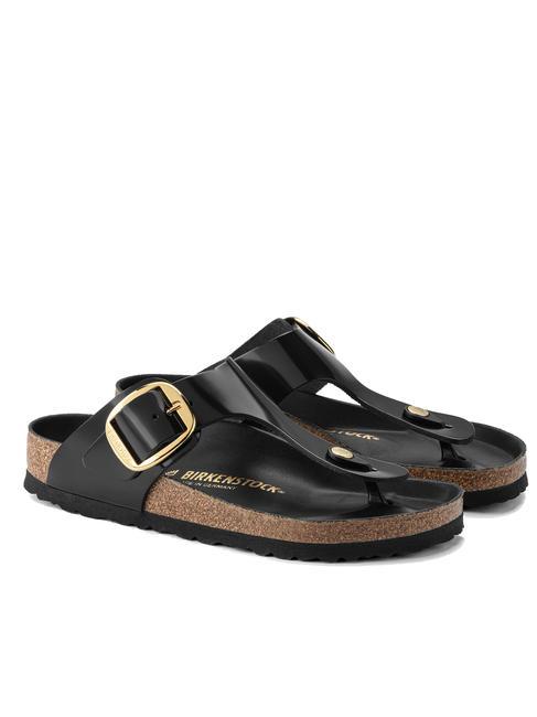 BIRKENSTOCK GIZEH BIG BUCKLE Infradito in pelle verniciata shine black - Scarpe Donna