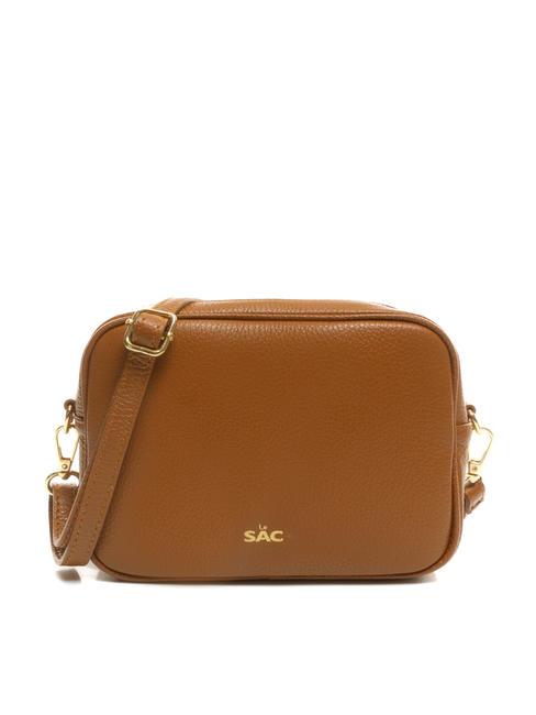 LESAC LUCIA Borsa pelle dollaro doppia tracolla  cuoio scuro - Borse Donna