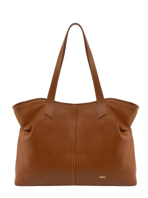 LESAC MARTINA Borsa shopper morbida in pelle dollaro cuoio scuro - Borse Donna