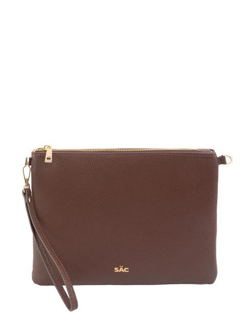 LESAC CLAUDIA Pochette con tracolla pelle dollaro moka - Borse Donna