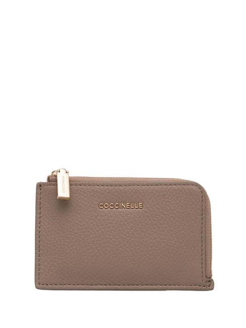 COCCINELLE METALLIC SOFT Portacard / Portamonete in pelle warm taupe - Portafogli Donna