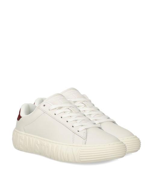 TOMMY HILFIGER TJ NEW CUSPOLE Sneakers in pelle ecru / rouge - Scarpe Donna