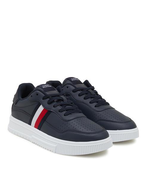 TOMMY HILFIGER SUPERCUP STRIPES Sneakers in pelle desert sky - Scarpe Uomo