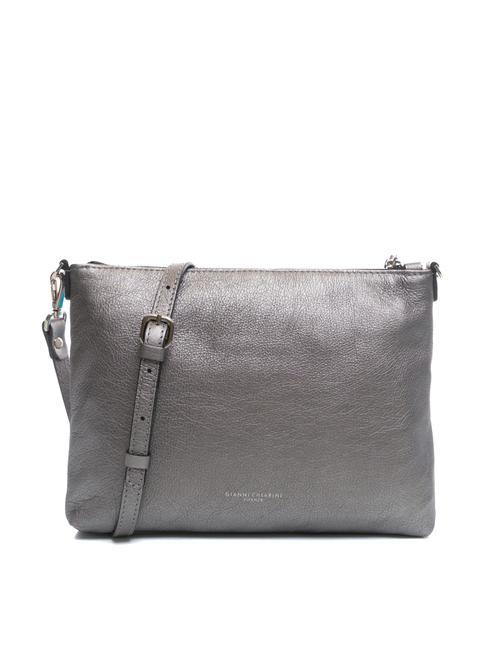 GIANNI CHIARINI METALLIC Borsa clutch in pelle ACCIAIO - Borse Donna