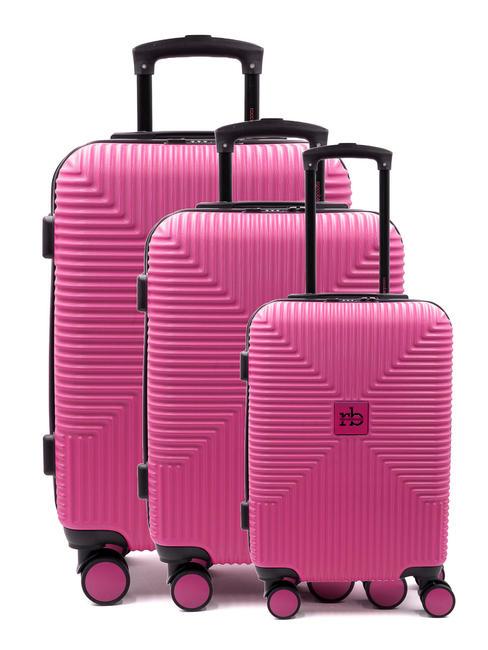 ROCCOBAROCCO ADVENTURE Set 3 trolley cabin, medio, grande fuxia - Set Trolley