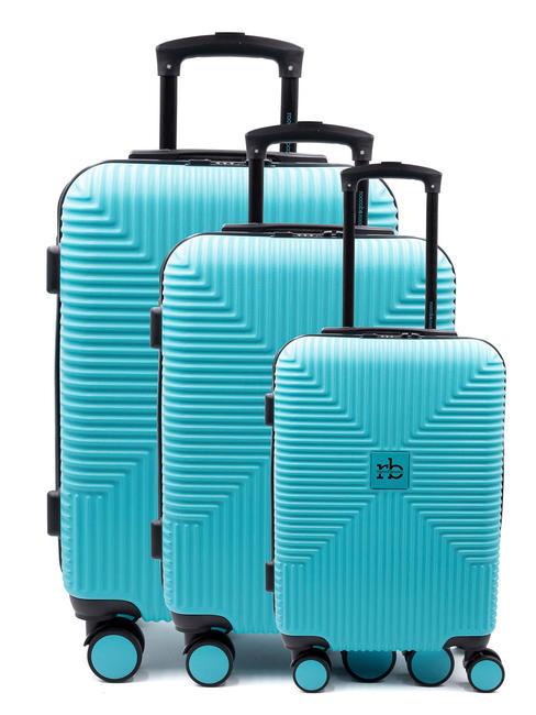 ROCCOBAROCCO TAKEOFF Set 3 trolley cabin, medio, grande blu - Set Trolley