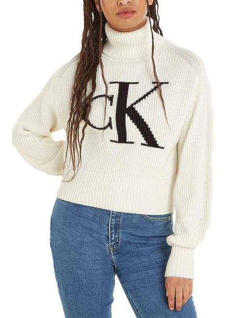 CALVIN KLEIN CKJ BLOWN UP LOOSE Maglione dolcevita avorio - Maglie Donna