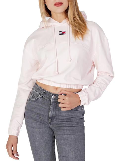 TOMMY HILFIGER TJ ELASTICATED FIT Felpa cropped con cappuccio faint pink - Felpe Donna