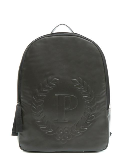 POLLINI LOGO EMBOSSED Zaino tondo in canvas rivestito marrone/crema - Cartelle Lavoro