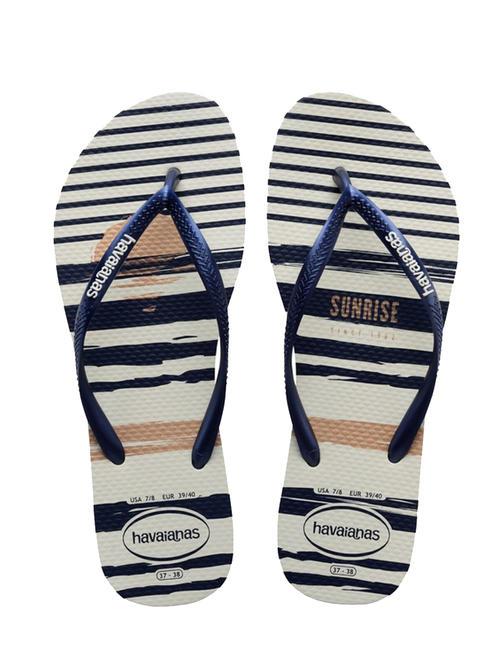 HAVAIANAS SLIM NAUTICAL Infradito white/navy blue/white - Scarpe Donna