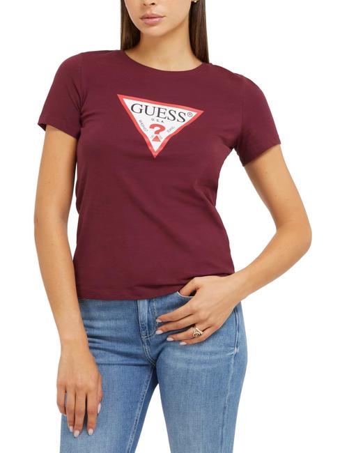 GUESS ORIGINAL LOGO T-shirt triangle mystic wine - T-shirt e Top Donna