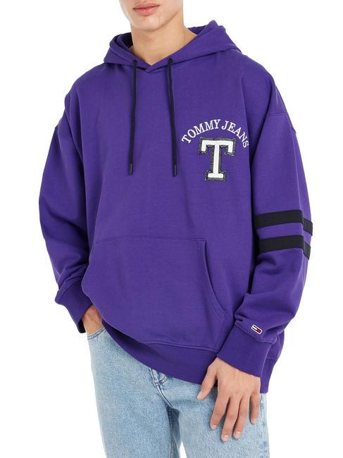 TOMMY HILFIGER TOMMY JEANS Oversized Letterman Felpa con cappuccio college purple / multi - Felpe Uomo