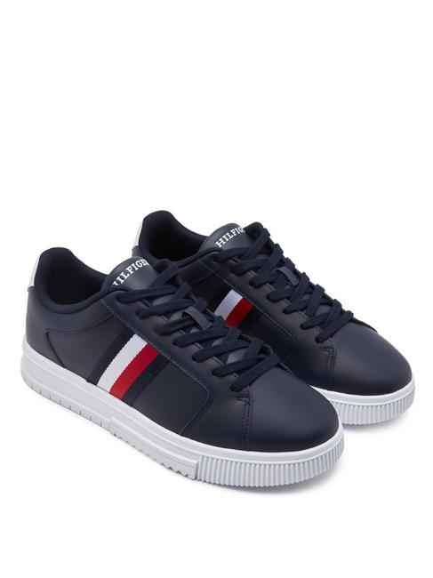 TOMMY HILFIGER SUPERCUP STRIPES Sneakers in pelle desert sky - Scarpe Uomo