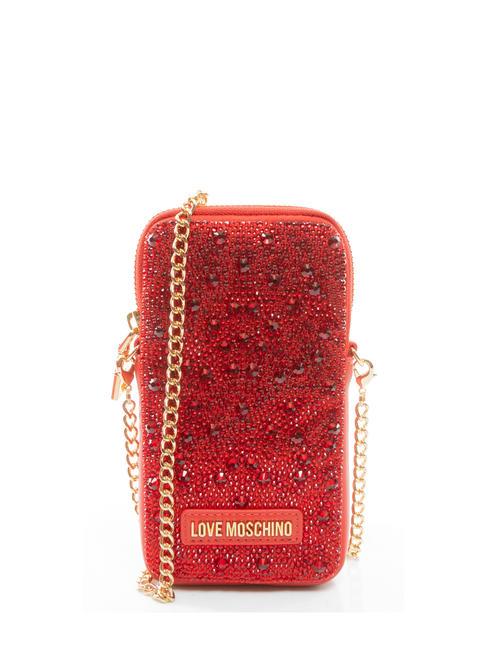 LOVE MOSCHINO HOTFIX Pochette porta iPhone con tracolla bordeaux - Borse Donna